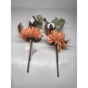 Artificial Flower Picks Floral Stems with Leaves And Cotton Ball